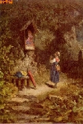 Betendes Bauernm�dchen im Walde nach Spitzweg